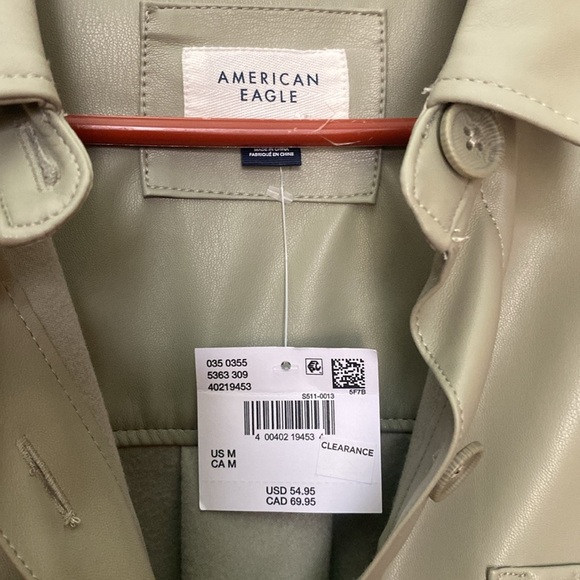NWT American Eagle Sage Green Pleather Jacket - Picture 6 of 9